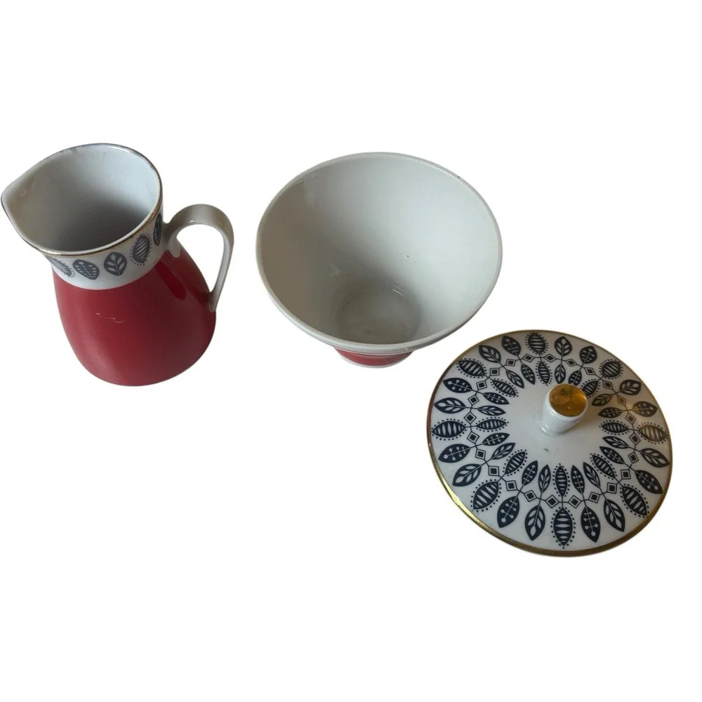 VTG Freiberger Porcelain Sugar & Cream Set East Germany 1960's